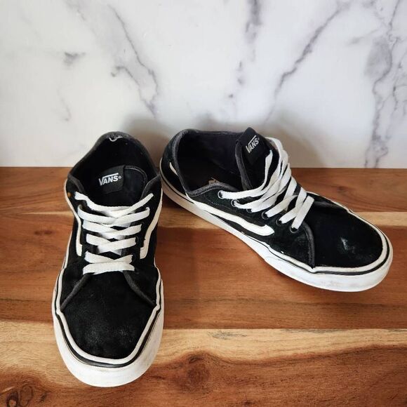 Vans old Skool black white low top fabric lace up sneakers skater shoes - Picture 1 of 7